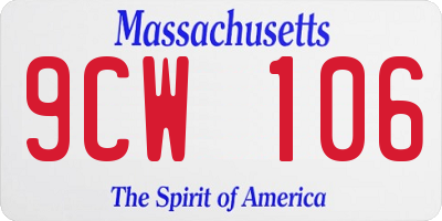MA license plate 9CW106