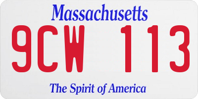 MA license plate 9CW113