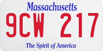 MA license plate 9CW217