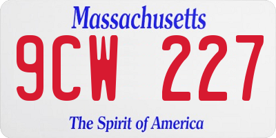 MA license plate 9CW227