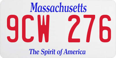 MA license plate 9CW276