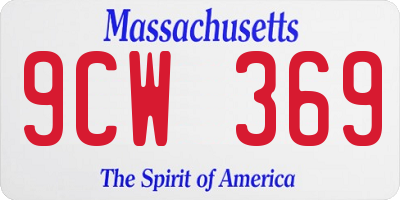 MA license plate 9CW369