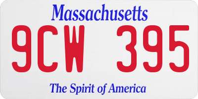 MA license plate 9CW395