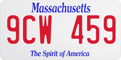 MA license plate 9CW459