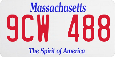 MA license plate 9CW488