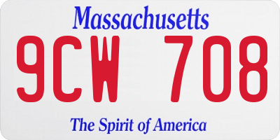 MA license plate 9CW708