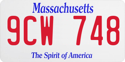 MA license plate 9CW748