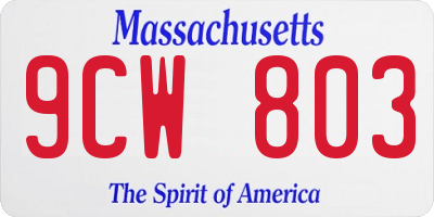 MA license plate 9CW803