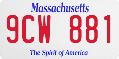 MA license plate 9CW881