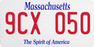MA license plate 9CX050