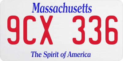 MA license plate 9CX336
