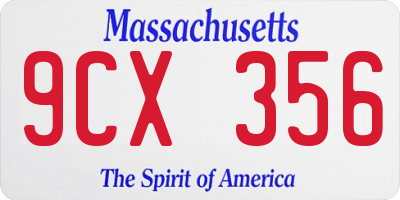 MA license plate 9CX356