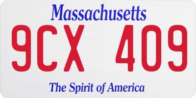 MA license plate 9CX409