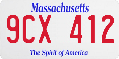 MA license plate 9CX412