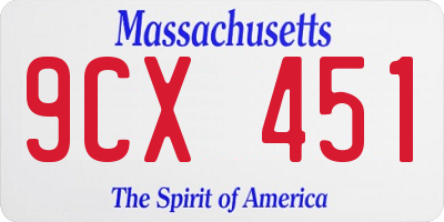 MA license plate 9CX451