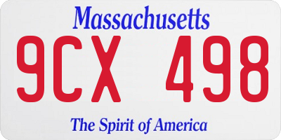 MA license plate 9CX498