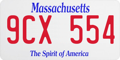 MA license plate 9CX554