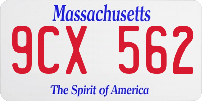 MA license plate 9CX562