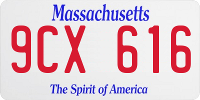 MA license plate 9CX616