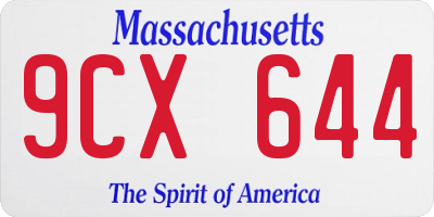 MA license plate 9CX644