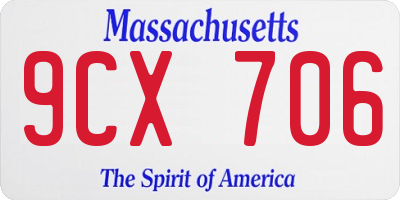 MA license plate 9CX706