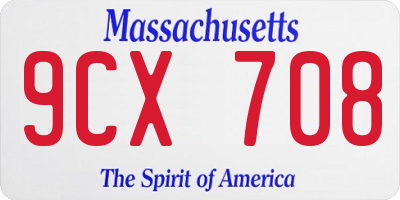 MA license plate 9CX708