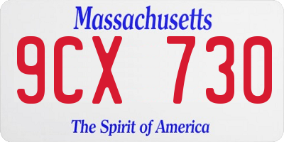 MA license plate 9CX730