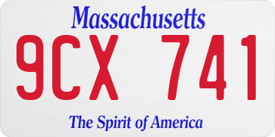 MA license plate 9CX741