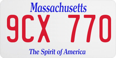MA license plate 9CX770