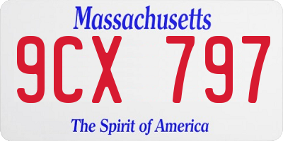 MA license plate 9CX797