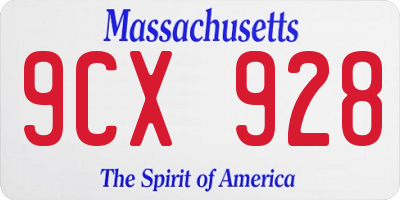 MA license plate 9CX928