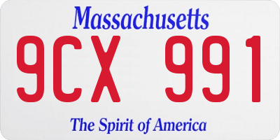MA license plate 9CX991