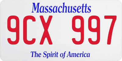 MA license plate 9CX997