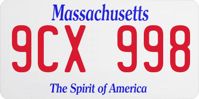 MA license plate 9CX998