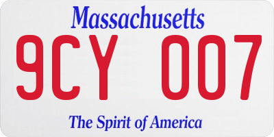 MA license plate 9CY007
