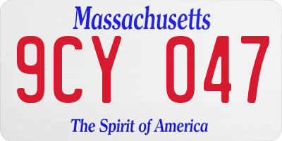 MA license plate 9CY047