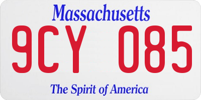 MA license plate 9CY085