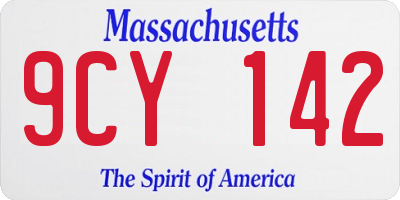 MA license plate 9CY142