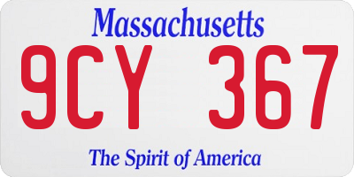 MA license plate 9CY367