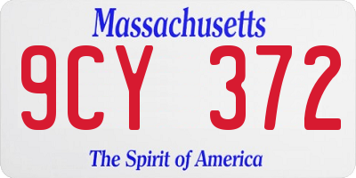 MA license plate 9CY372
