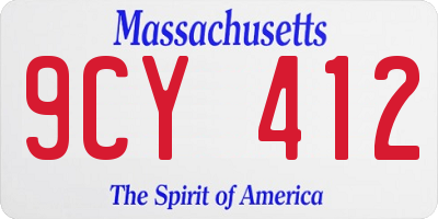 MA license plate 9CY412