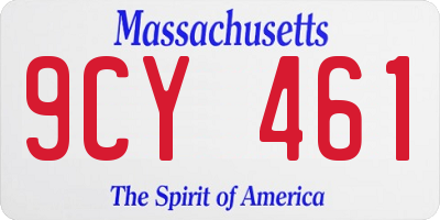 MA license plate 9CY461