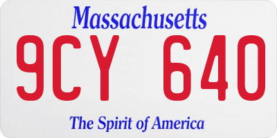 MA license plate 9CY640