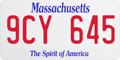 MA license plate 9CY645