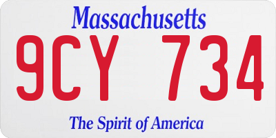 MA license plate 9CY734