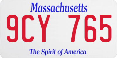 MA license plate 9CY765