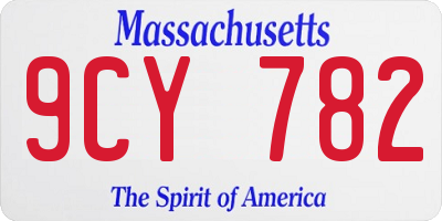 MA license plate 9CY782