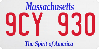 MA license plate 9CY930