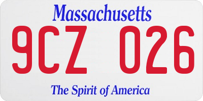 MA license plate 9CZ026