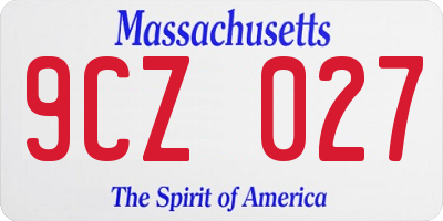 MA license plate 9CZ027